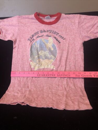 vintage 1981 first Baptist T-shirt youth size large bullfrogs and butterflies