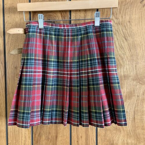 Vintage Girl's 1970s MacPherson Clan Weathered Tartan Plaid Kilt Skirt size 10
