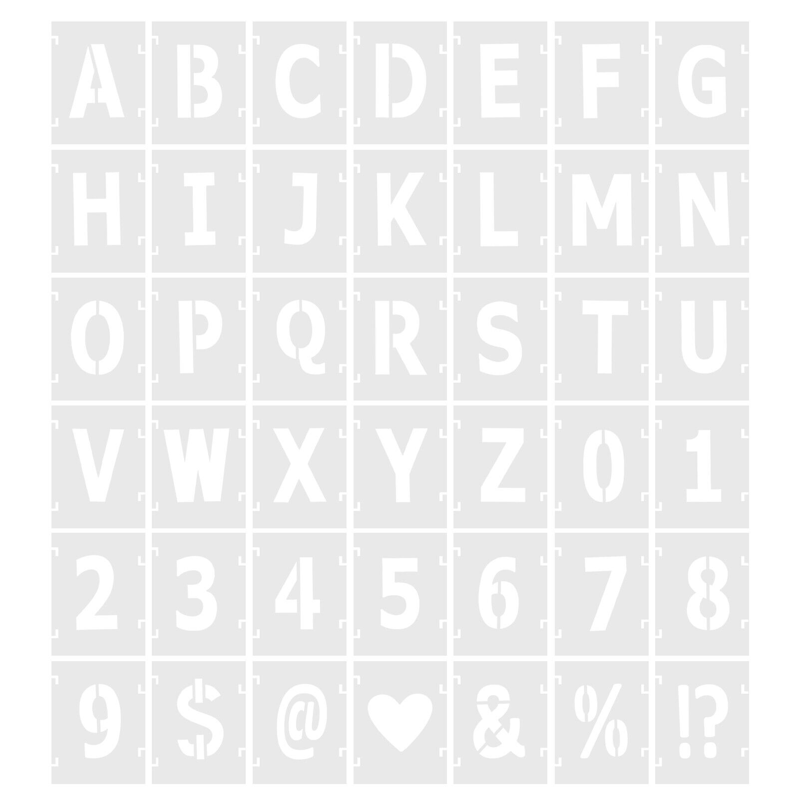 1 Inch Letter Number Stencils Alphabet Templates Set 1.5" Width, White 42pcs