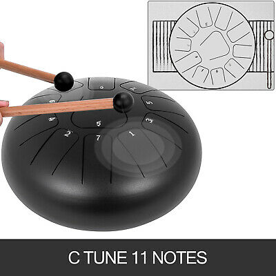 12" Handpan 11 Notes Steel Tongue Drum Percussion Instrument C Major Music