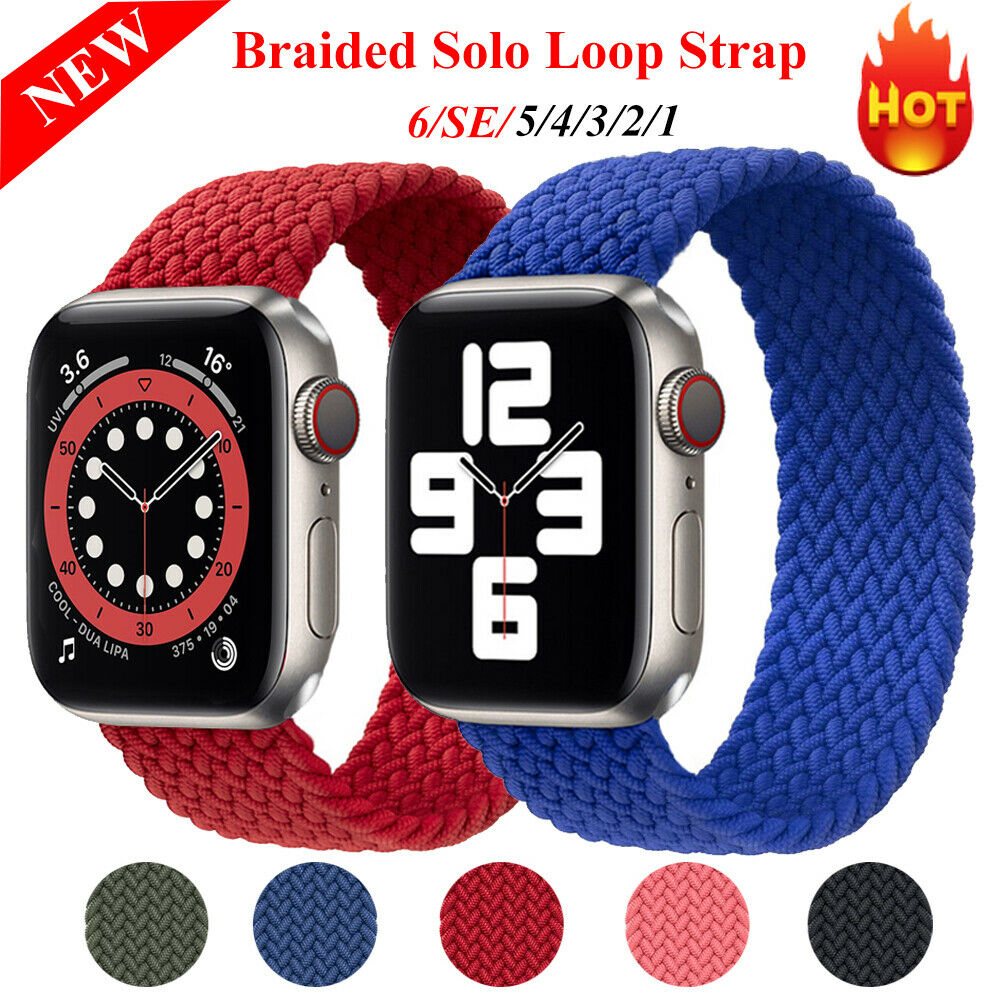 Braided Solo Loop Silicone iWatch Strap For Apple Watch Series 6 5 4 SE 40/44MM