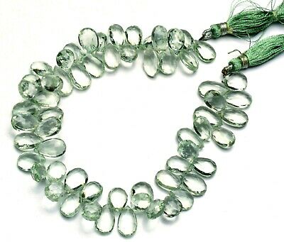 Natural Gem Brazil Prasiolite 12x8mm Approx. Size Faceted Pear Shape Beads 9.5"