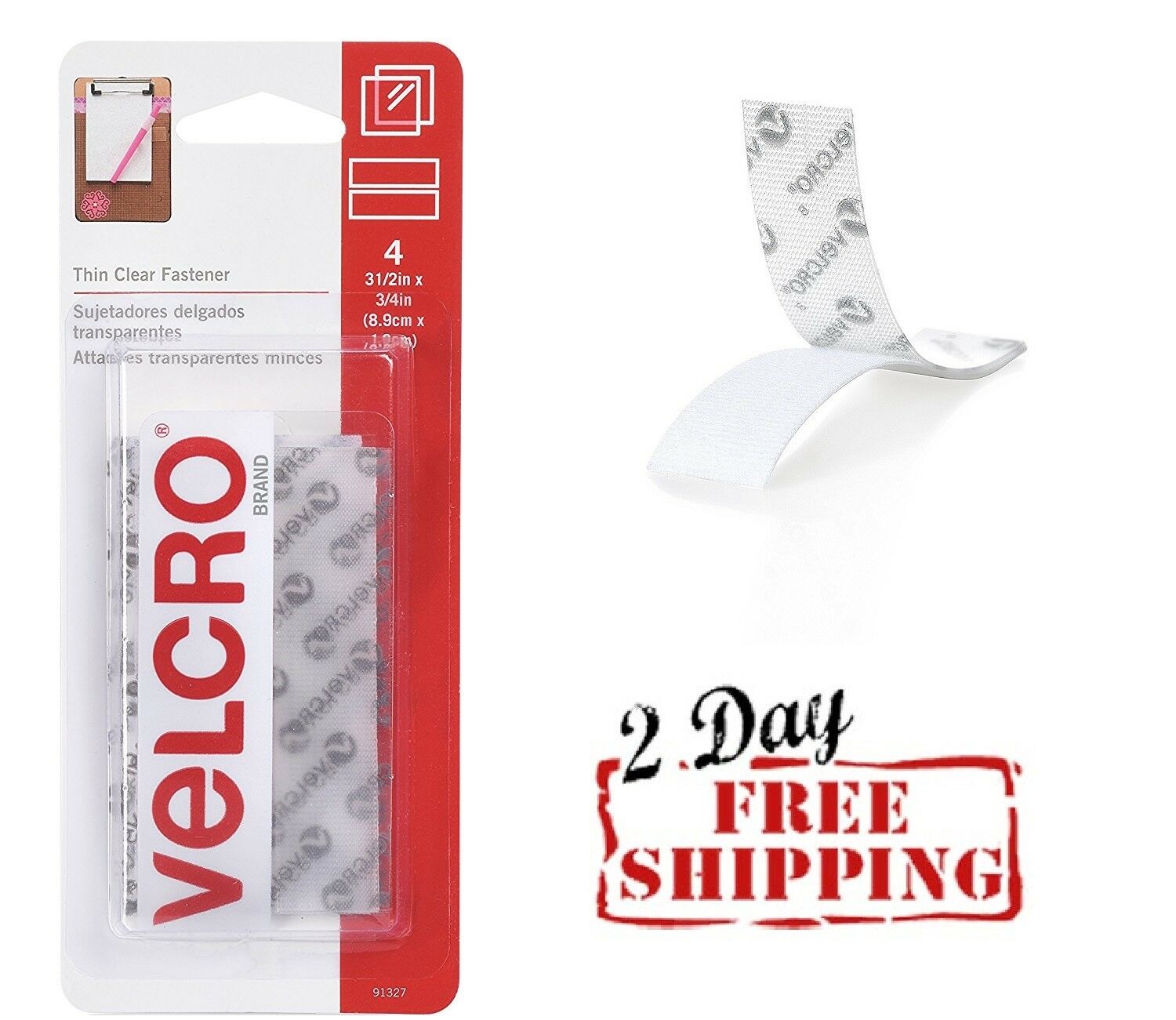 Sticky Back Tape 4 Pack VELCRO Peel & Stick Adhesive Hook Loop Closure Fastener