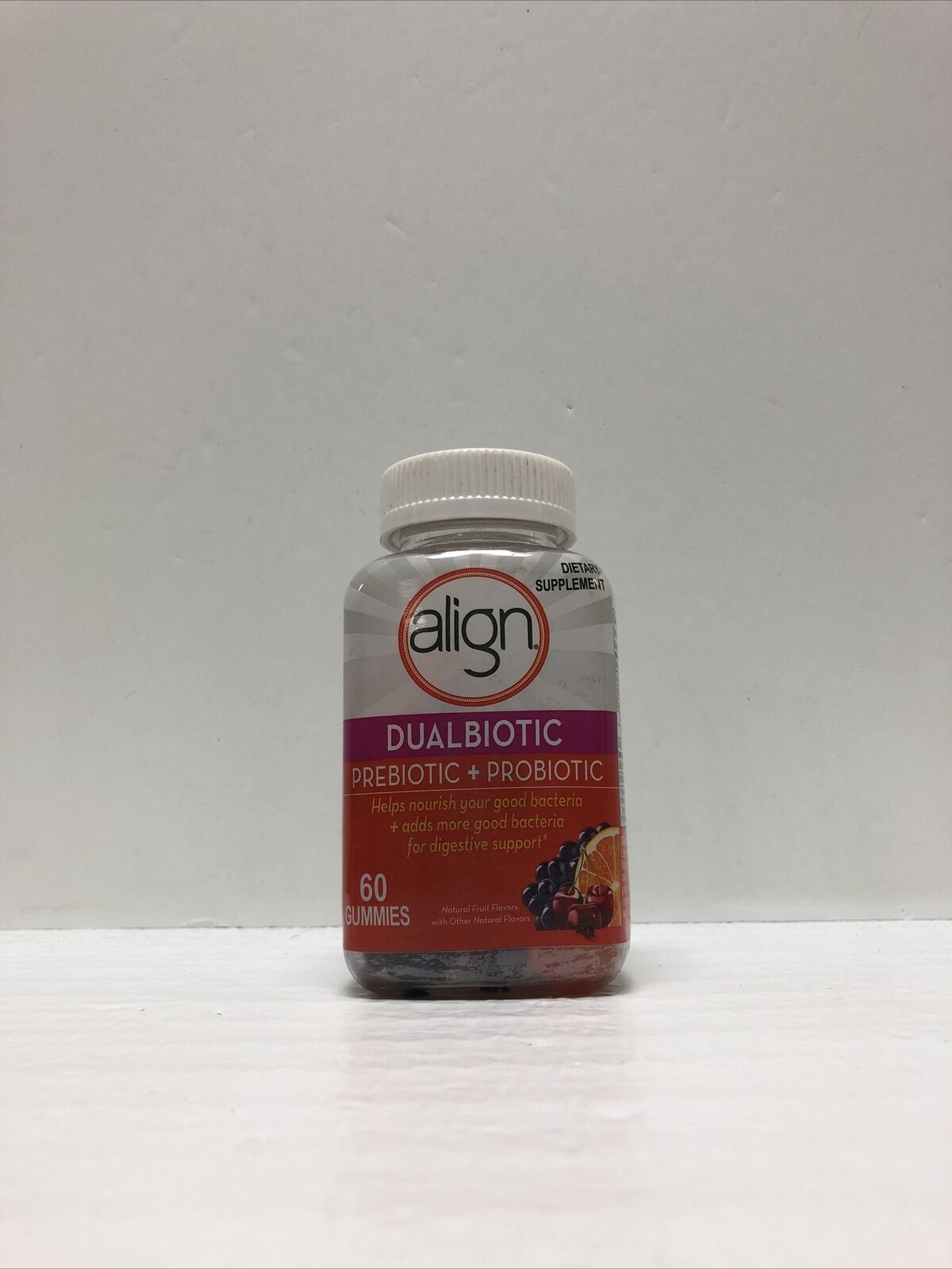 Align Dualbiotic Prebiotic + Probiotic - 60 Natural Fruit Gummies Exp: May 2023
