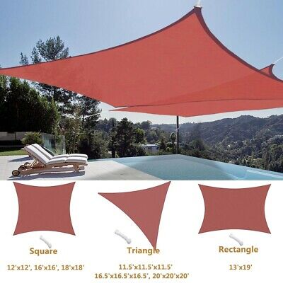 Sun Shade Sail Outdoor Canopy Top Cover Uv Block Triangle Square Rectangle Red