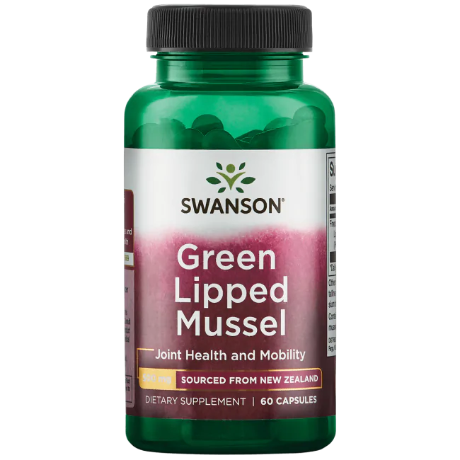 Swanson Green Lipped Mussel Capsules, 500 mg, 60 Count.