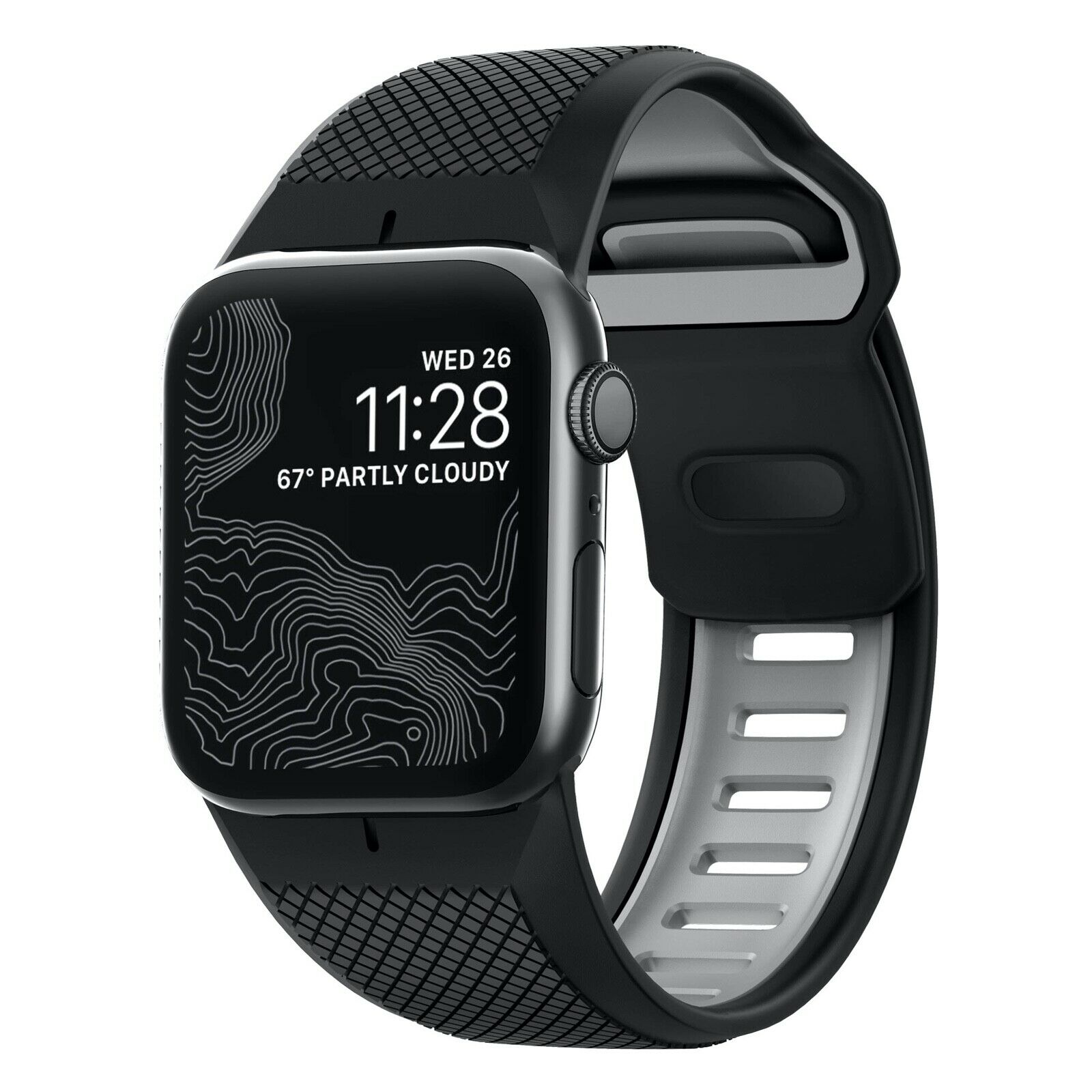 NEW Nomad Silicone Sport Band Apple Watch 42mm 44mm BLACK SERIES 1 2 3 4 5 6 SE