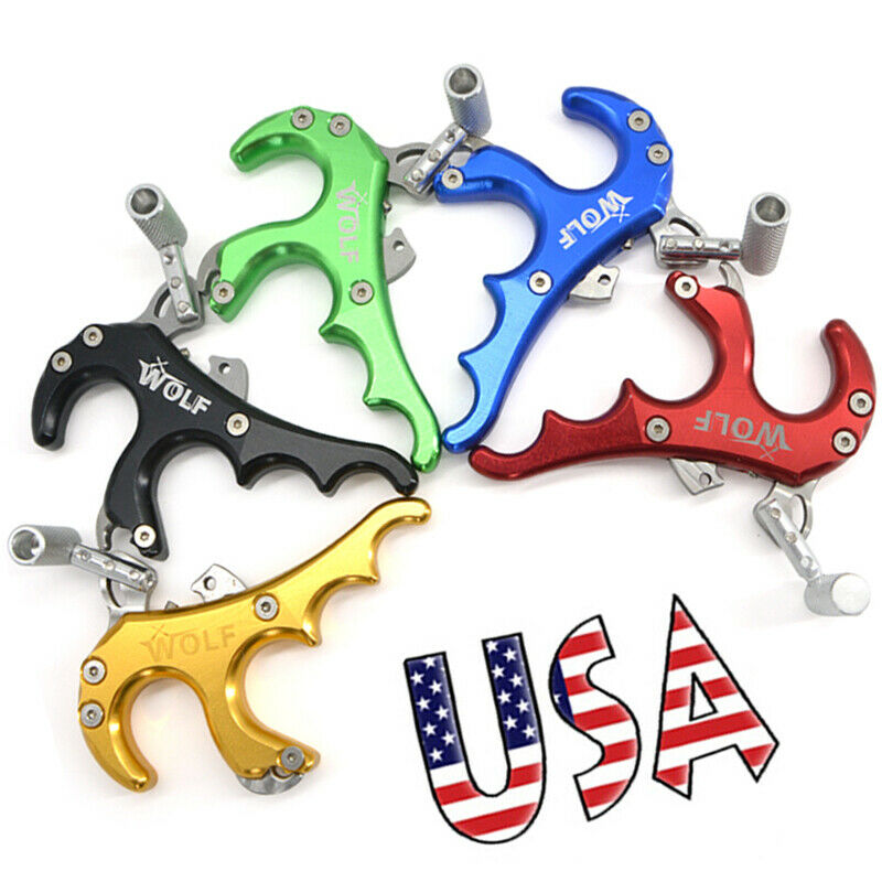 4 Finger Release Aids Thumb Trigger Grip Caliper Archery Compound Bow Handle