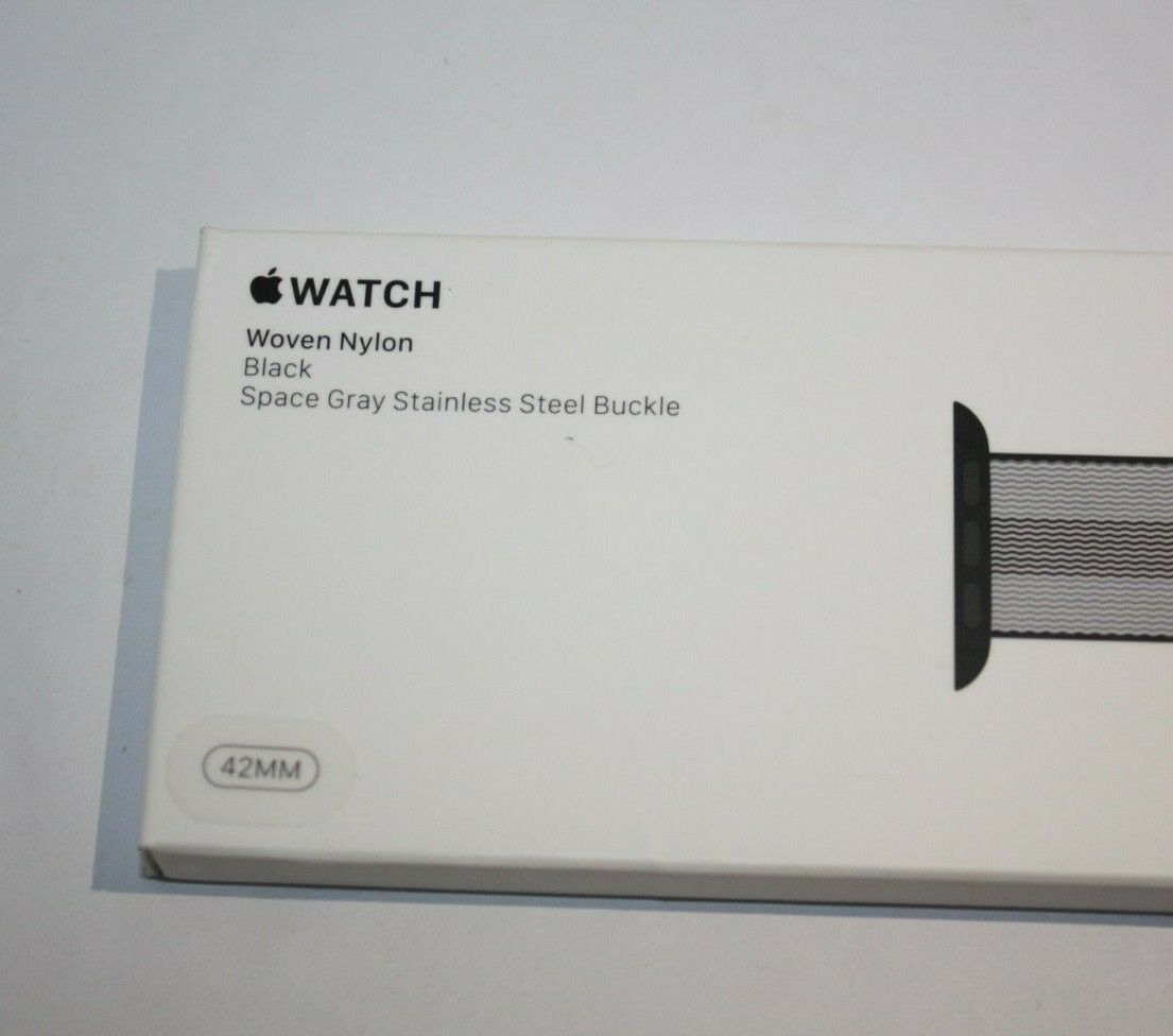 NEW OEM Apple 42/44MM Woven Nylon Band for Apple Watch 1, 2, 3 & 4 - Black/Gray