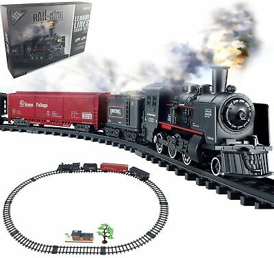 Haktoys Railway King Classical Freight Train Play Set With Steam, Lights & Sound
