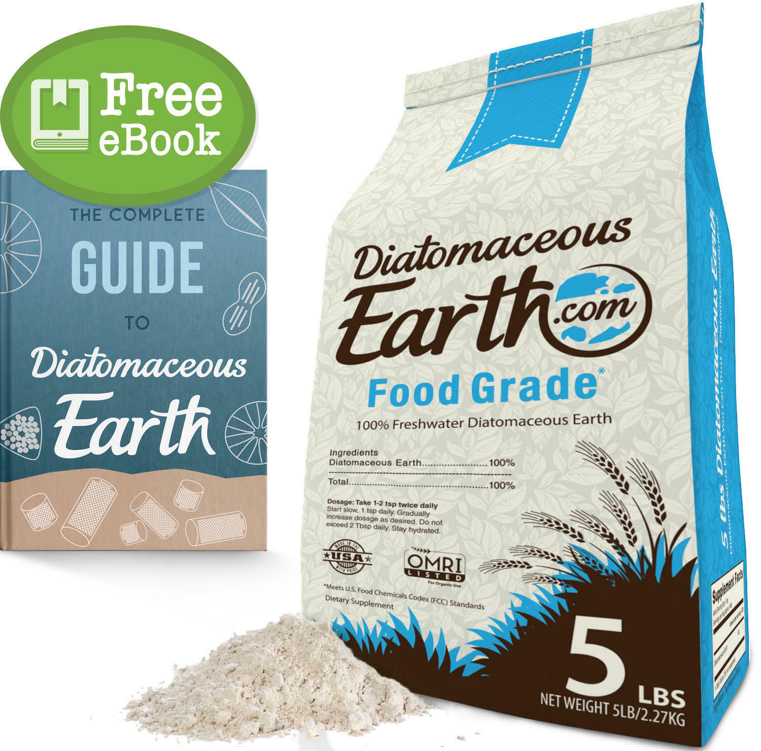 5 Lbs Diatomaceous Earth - 100% Organic Food Grade Diamateous Earth Powder