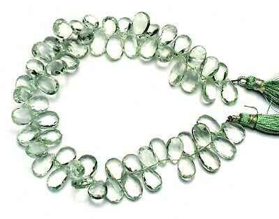 Natural Gem Brazil Prasiolite 12x8mm Approx. Size Faceted Pear Shape Beads 9.5"