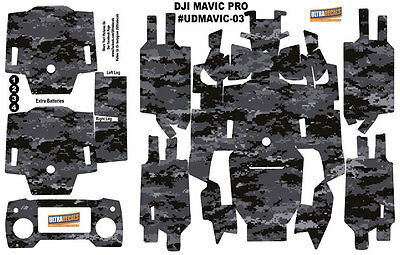 Black Camouflage DJI Mavic Pro Skin Wrap Decal Sticker Battery Body Ultradecal