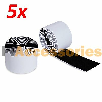 5 Rolls 3 Ft 1" Inch Self Adhesive Tape Hook And Loop Fastener Sticky Back Black