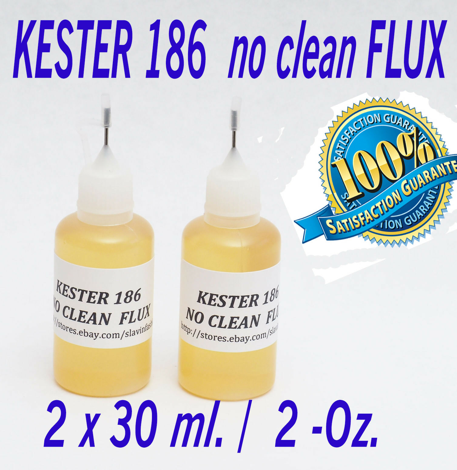 60 Ml. / 2 Oz.  Kester 186   Rosin No Clean Soldering Solder Liquid Flux Reflow
