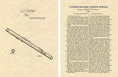 1st FLUTE US Patent 1849 Art Print READY TO FRAME!! Vintage Woodwind Christman