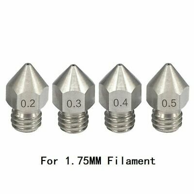 1pc MK8 Stainless Steel Nozzle 0.2/0.3/0.4/0.5 M6 Thread For 1.75mm 3D Printer