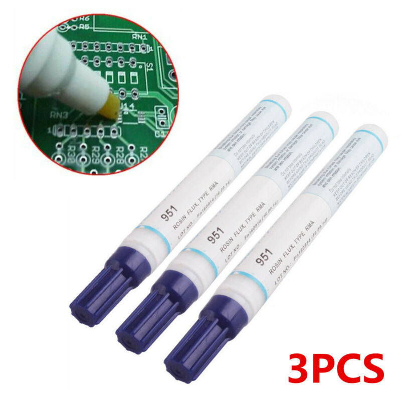3pcs 951 Free-cleaning Soldering Flux Pen For Solar Cell & Fpc/pcb 10ml Capacity