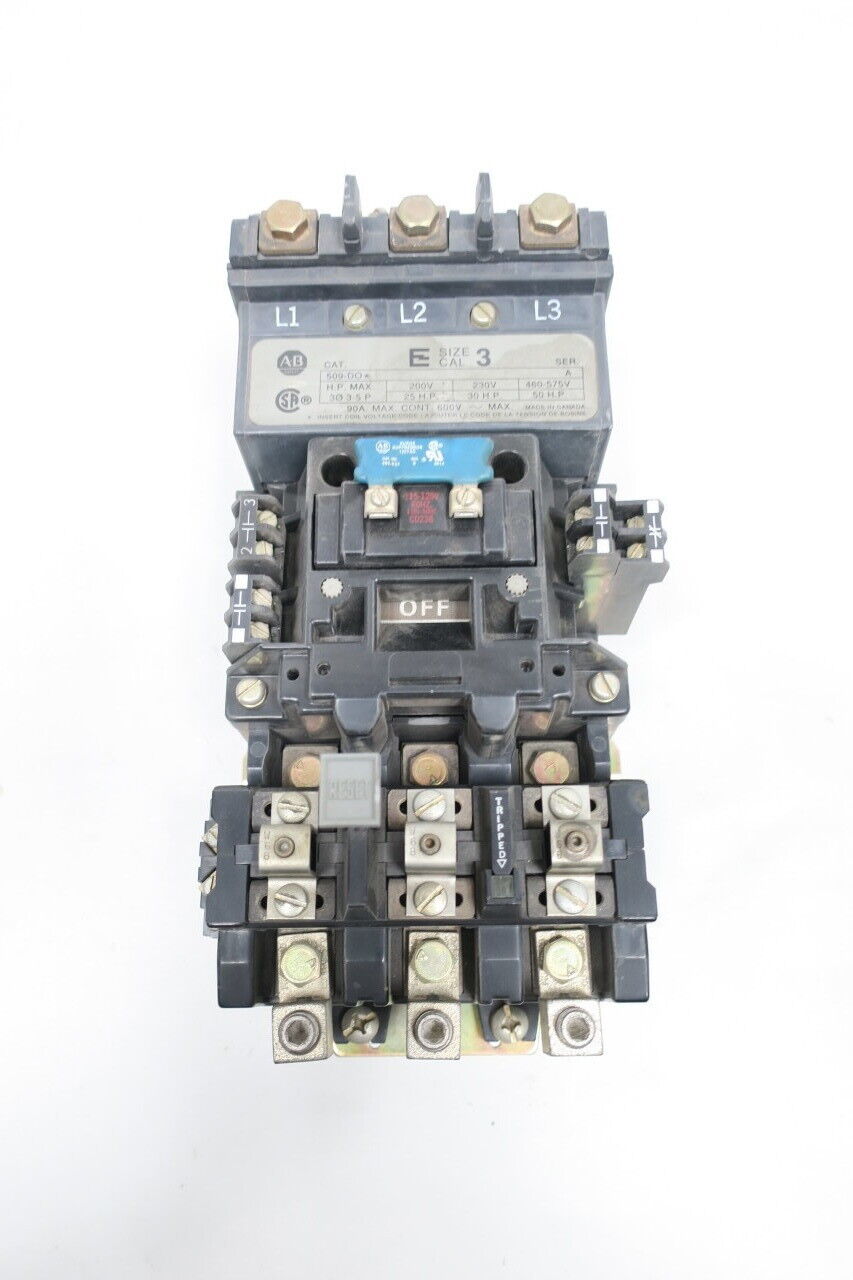 Allen Bradley 509-dod Size 3 Full Voltage Starter 115-120v-ac 50hp