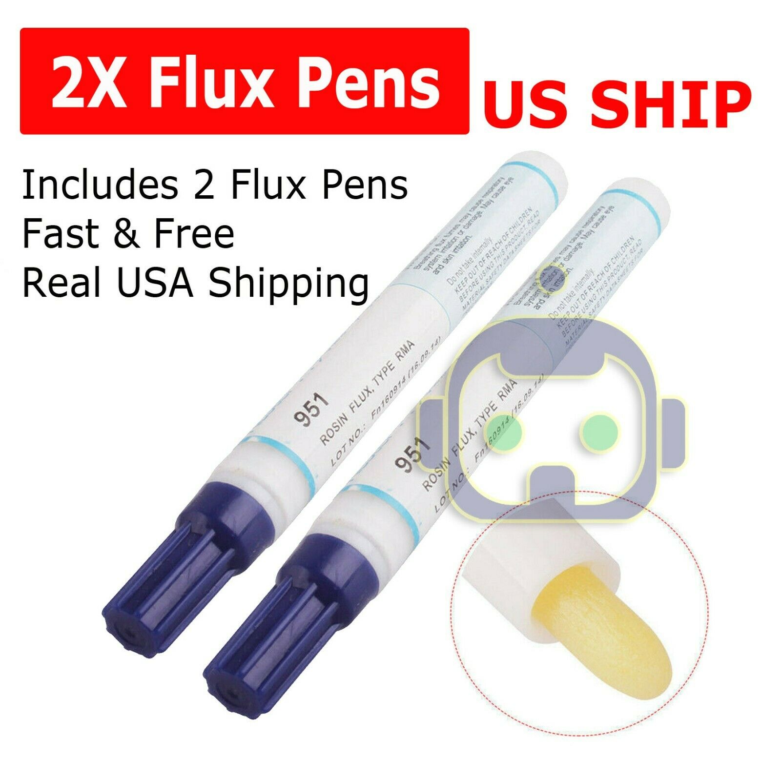 2X 951 Soldering Flux Pen Low Solids No Clean 10ml for PCB & Solar Cells US