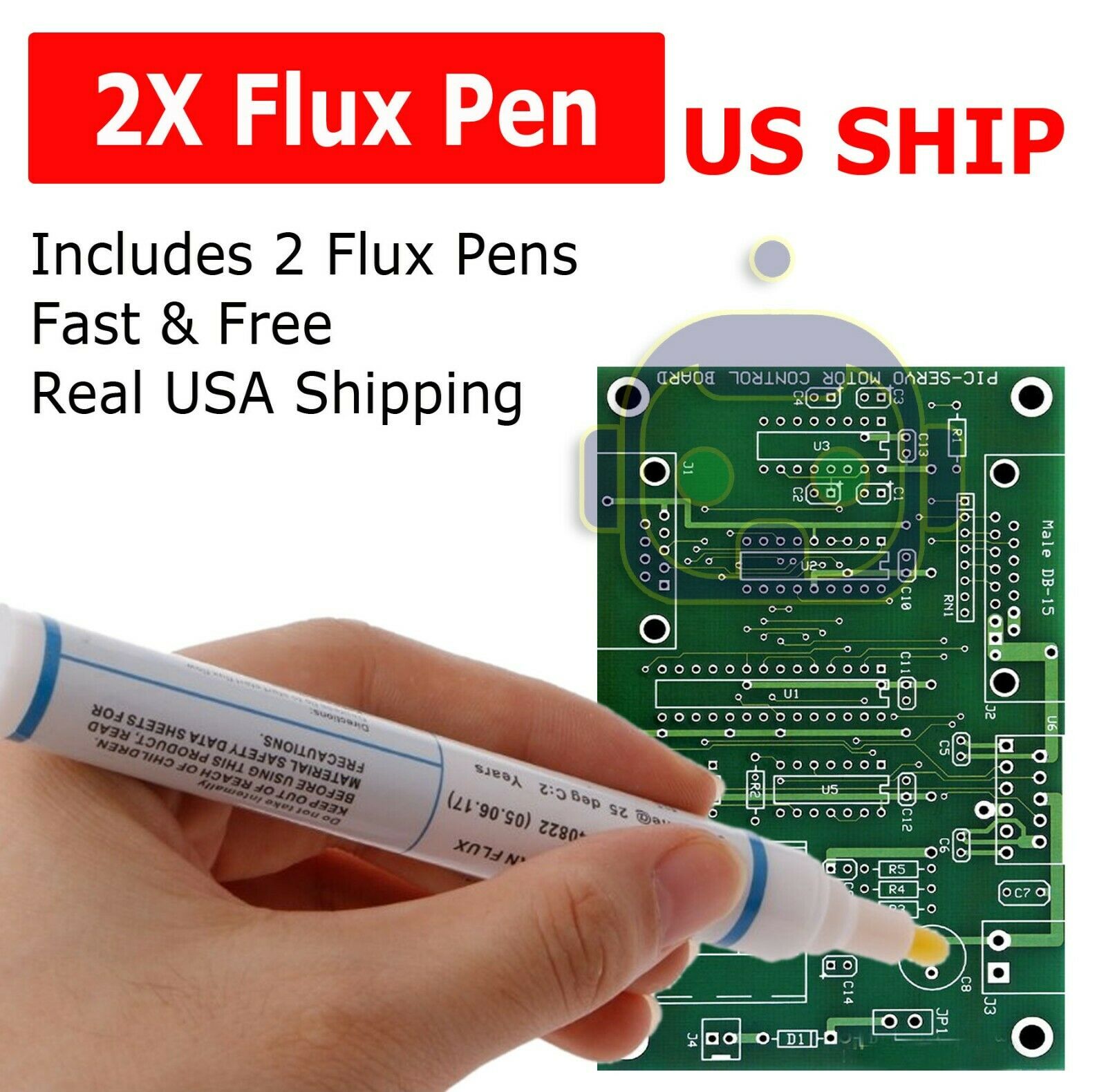 2pcs 951 Free-cleaning Soldering Flux Pen For Solar Cell & Fpc/pcb 10ml Capacity