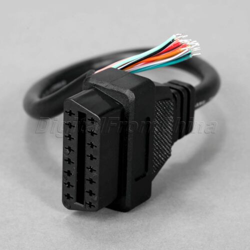 16 Pin Female Obd2 Obd-ii Extension Connector To Open Plug Wire Diagnostic Cable