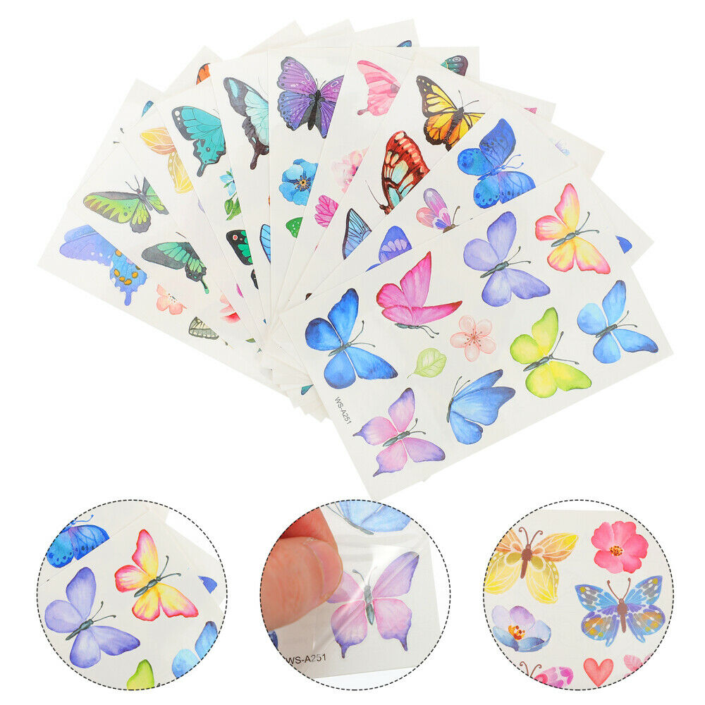 20 Sheets Butterflies Tattoos Colorful Body Sticker Fake Tattoos
