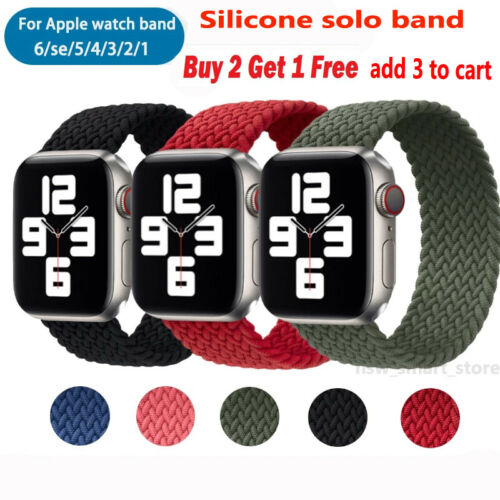Solo Loop Silicone Braided Strap Elastic Belt For Apple Watch 6 Se 5 4 3 21 Band