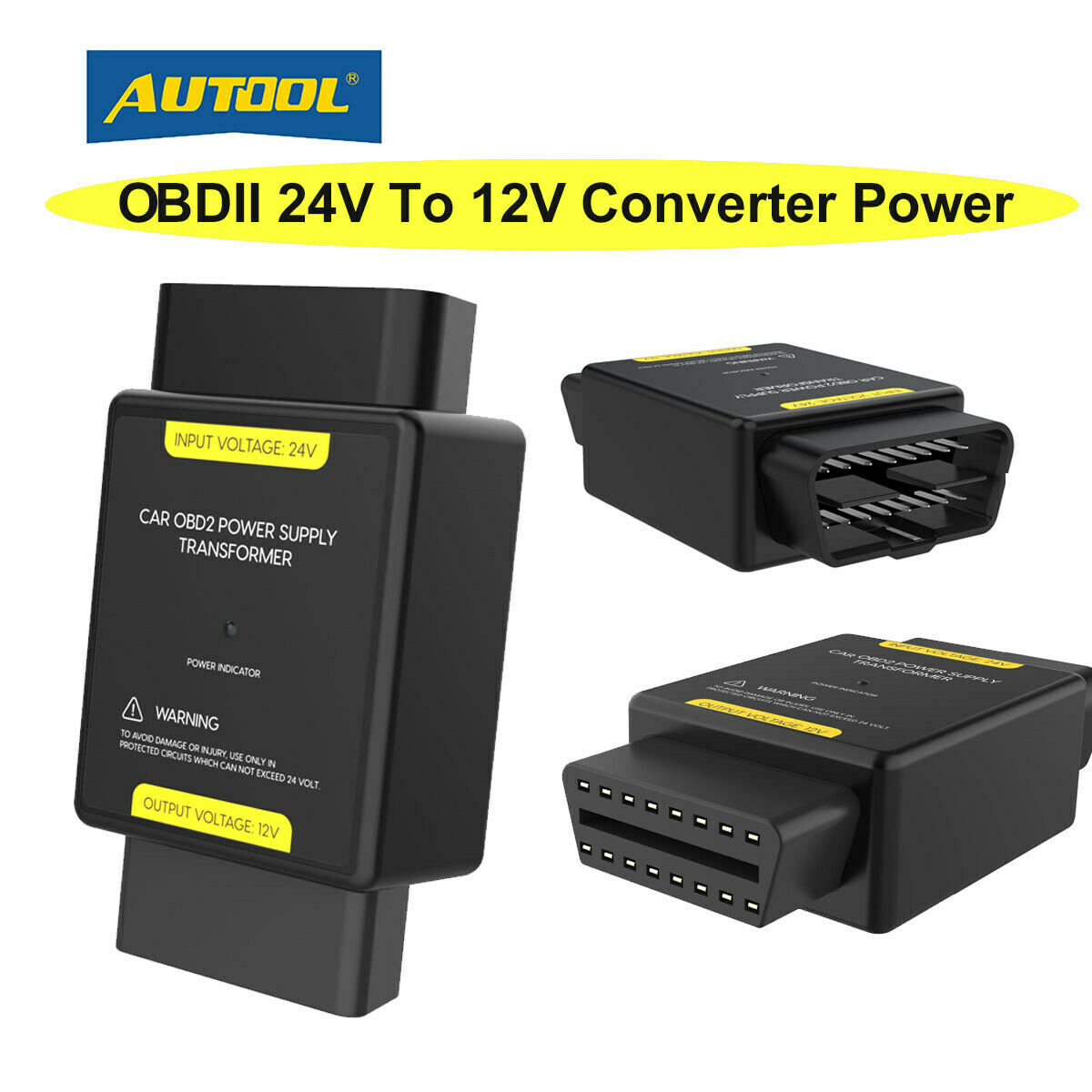 Obd2 24v To 12v Converter Adapter Obdii Power Supply Plug Car Truck Converter