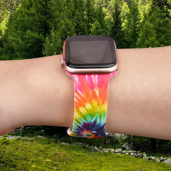 Tie Dye Apple Watch Pattern Animal Print Silicone Bands Gift 38mm 40mm 42mm 44mm