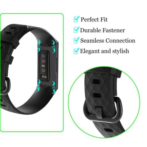 3-Pack For Fitbit Charge 3 Band Replacement Silicone Bracelet Wrist Strap Small
