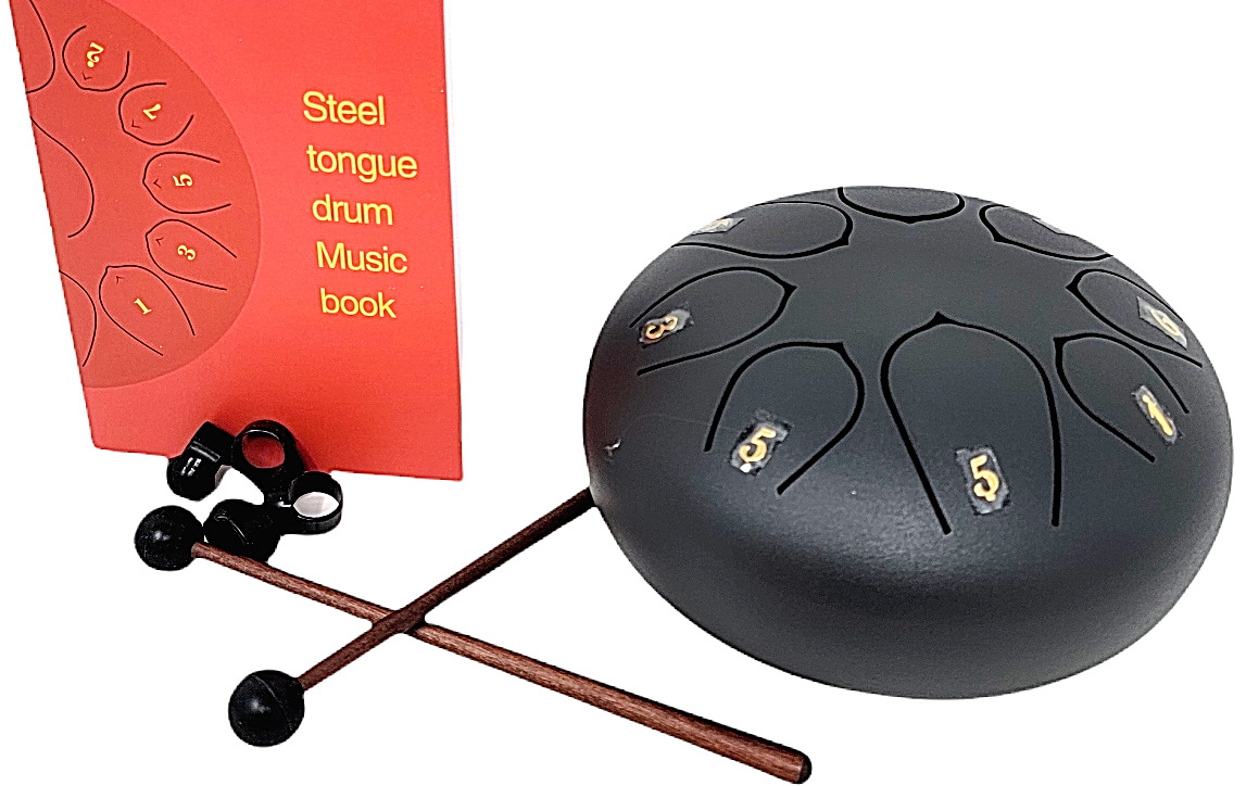 Fuoliystep Steel Tongue Drum 8 Notes C-key 6 Inch Black Great Gift Yoga And More