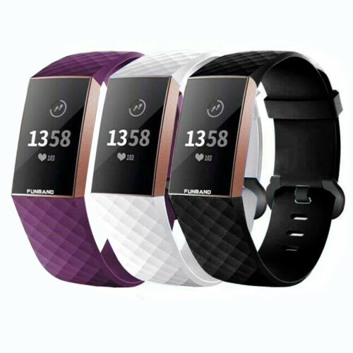 3-pack For Fitbit Charge 3 Band Replacement Silicone Bracelet Wrist Strap Small