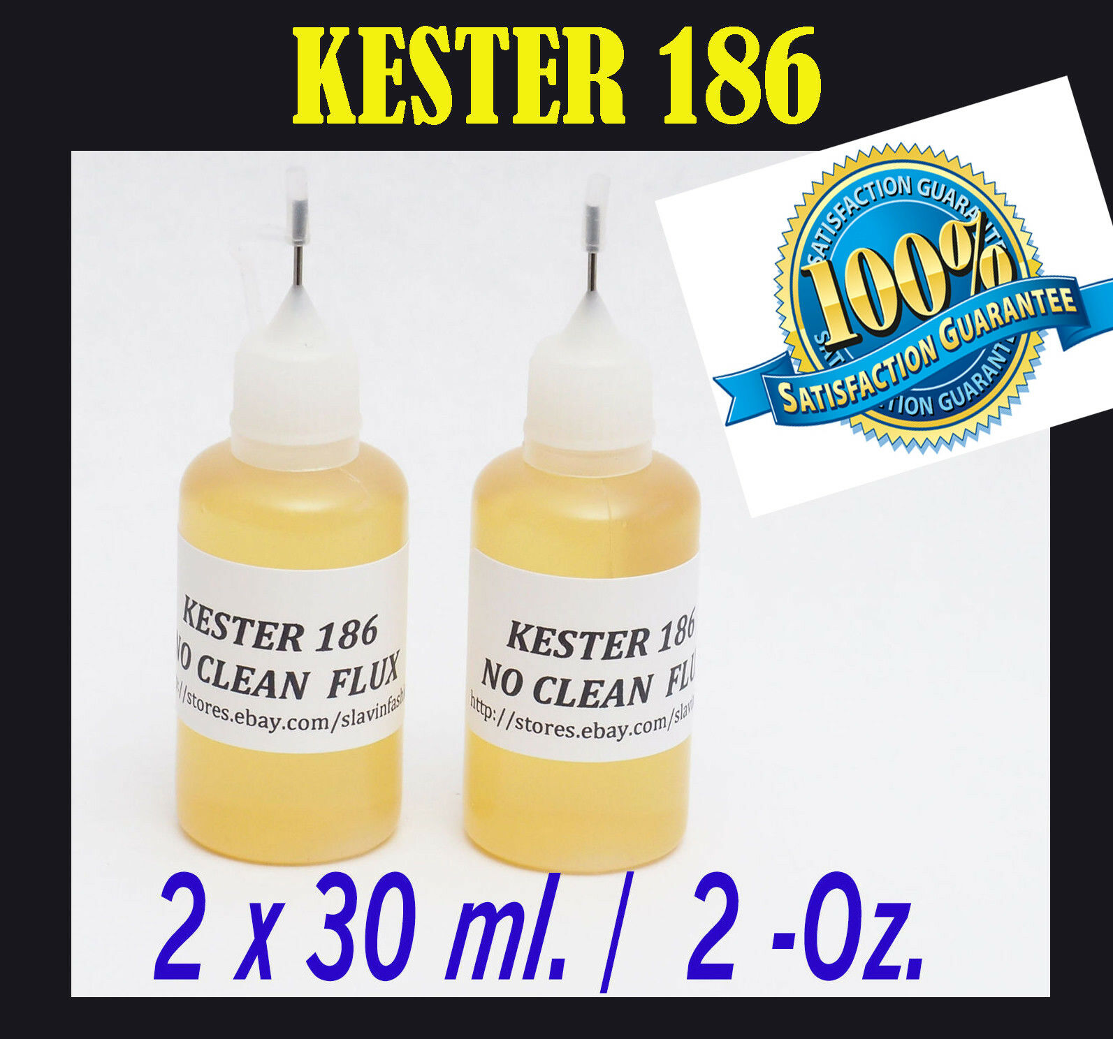 NEW !!! 60 ml. / 2 Oz.  KESTER 186   Rosin No Clean Soldering Solder Liquid Flux