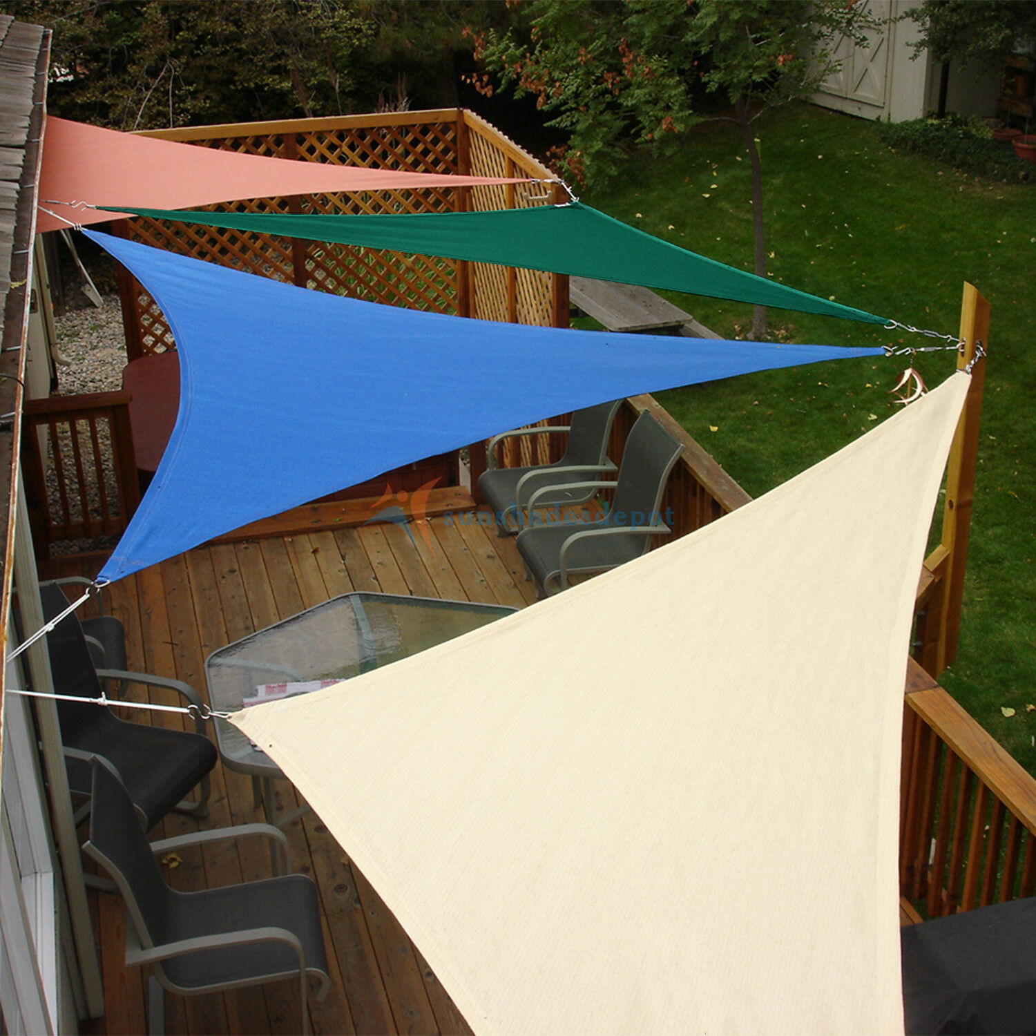 Sun Shade Sail Triangle Permeable Patio Pool Pergola Canopy Brown Beige Blue Red