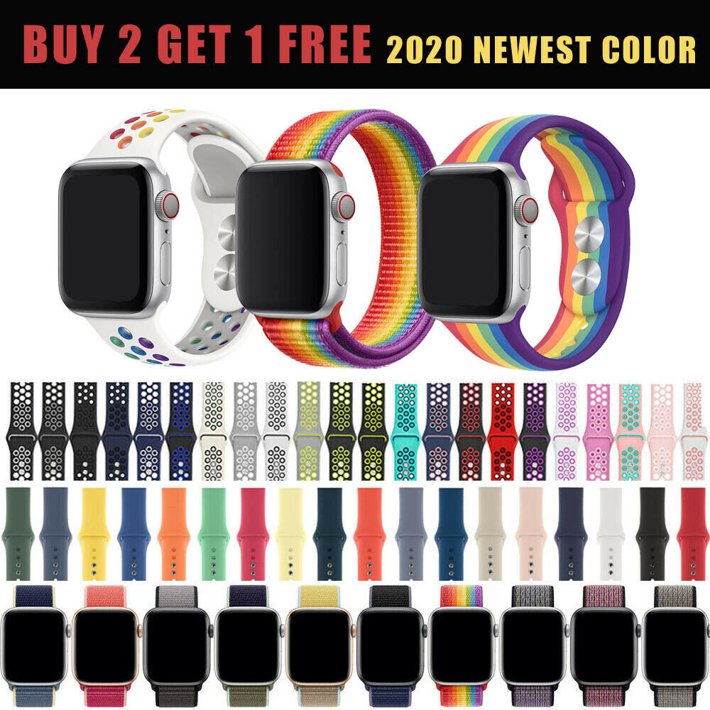 Silicone Nylon Sport Loop Replacement Band For Nike+ Apple Watch Series 5 4 3 21