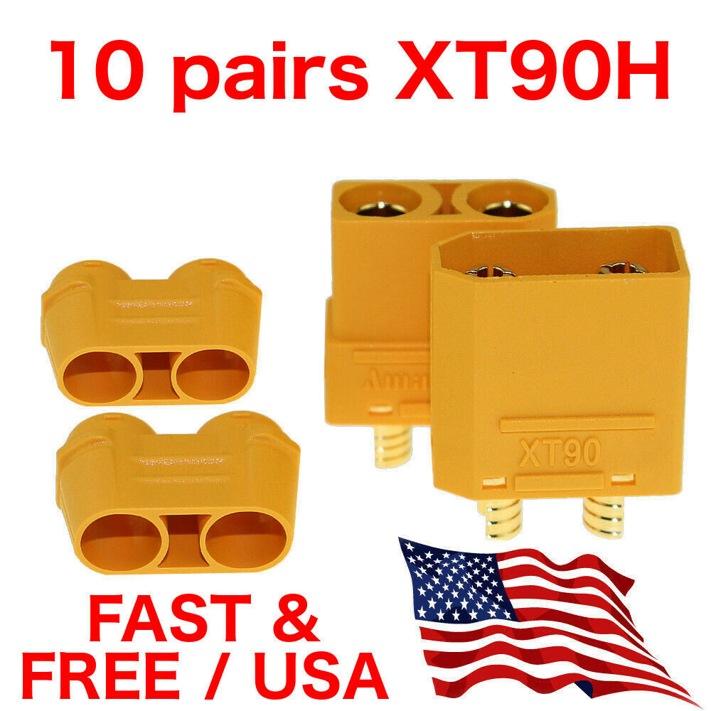 10 Pairs Amass Xt90h Connector Male Female With Protective Cover Rc Lipo Battery