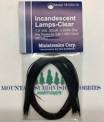 Miniatronics 18c0310 10 Pack 1.5v 1.2mm Clear Lamps / Bulbs    Modelrrsupply