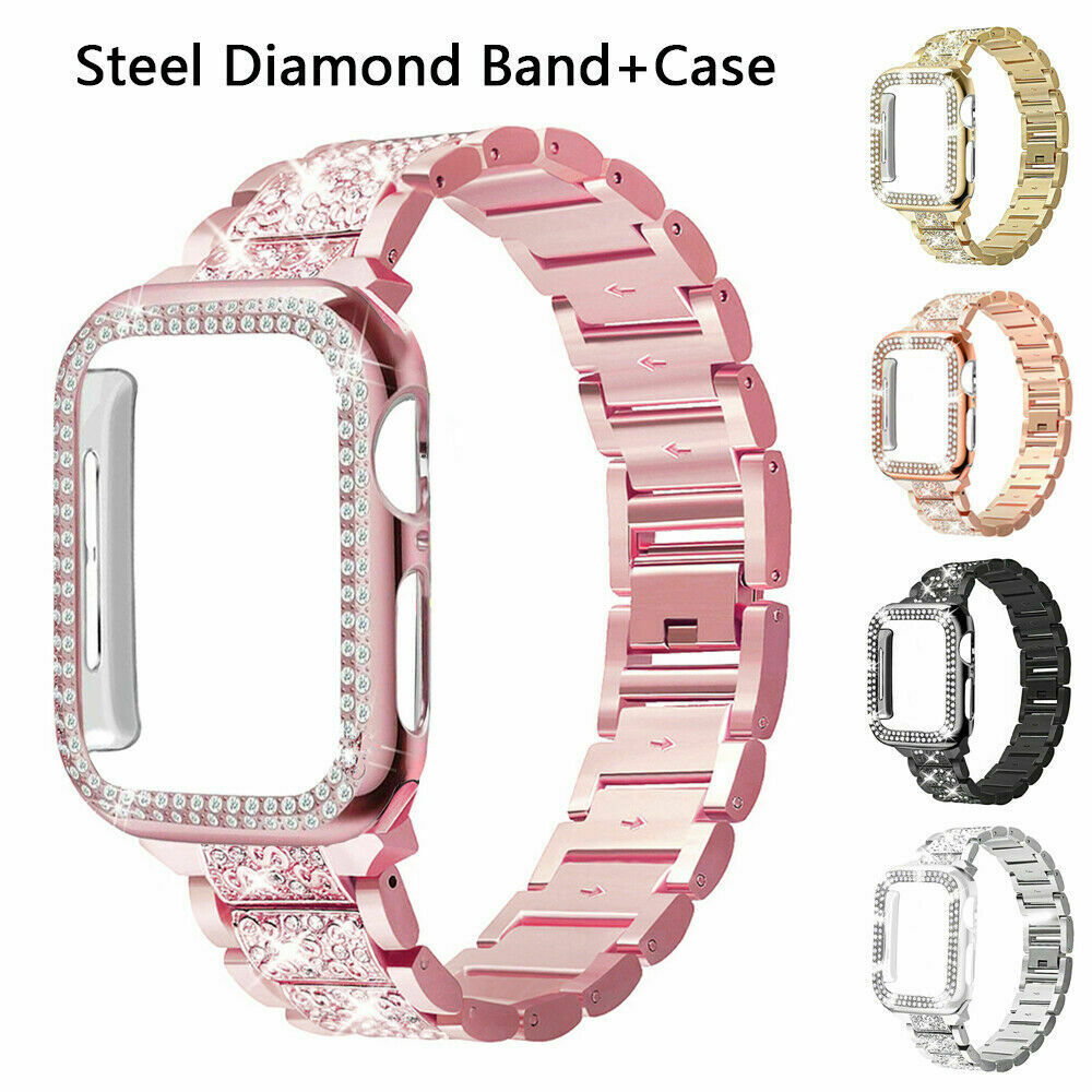 Bling Diamond Band Strap+protective Case For Apple Watch Series 6 Se 5 4 3 2 1