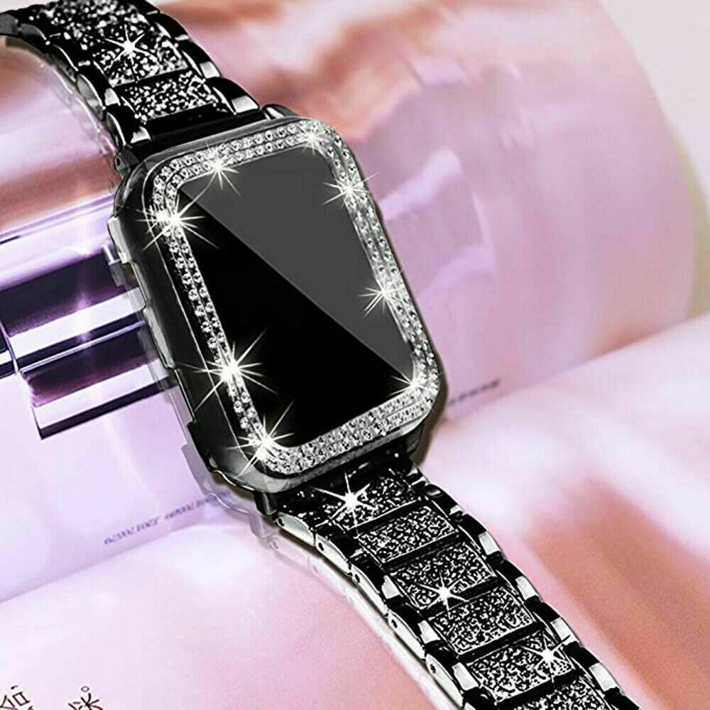 Bling Diamond Band Strap+Protective Case For Apple Watch Series 6 SE 5 4 3 2 1