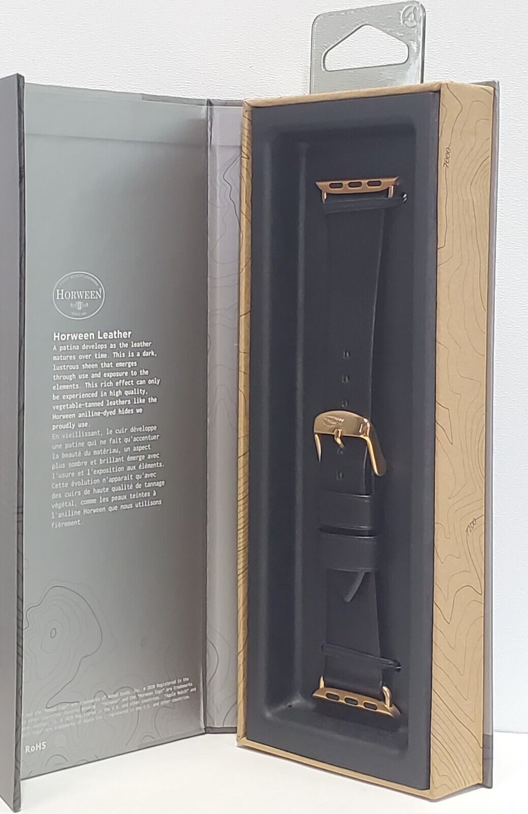 Nomad Modern Leather Band Apple Watch Series 6 5 38mm 40mm Slim Strap Black Gold