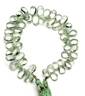 Natural Gem Green Amethyst Prasiolite 10x7 To 14x9mm Faceted Pear Shape Beads 9"