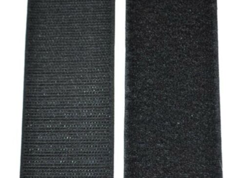 Strong Velcro 2" Inch, Hook & Loop, Black, Sew-on Type, 12 Inch Lengths Uncut