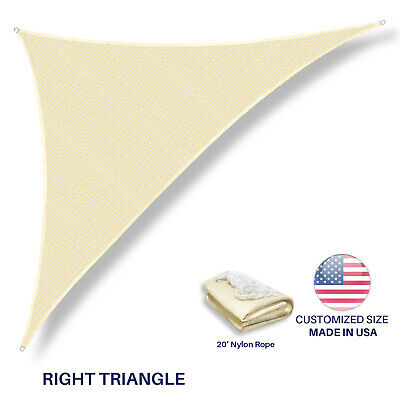 Custom Size Beige Right Triangle Sun Shade Sail Outdoor Canopy Awning Patio Pool