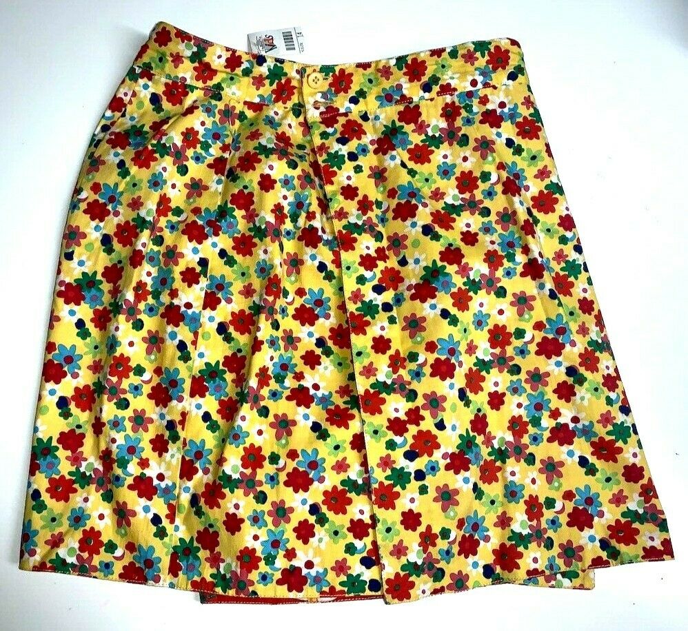 Vintage Nwt Talbots Kids Reversible Floral Wrap Skirt Skort Sz 14