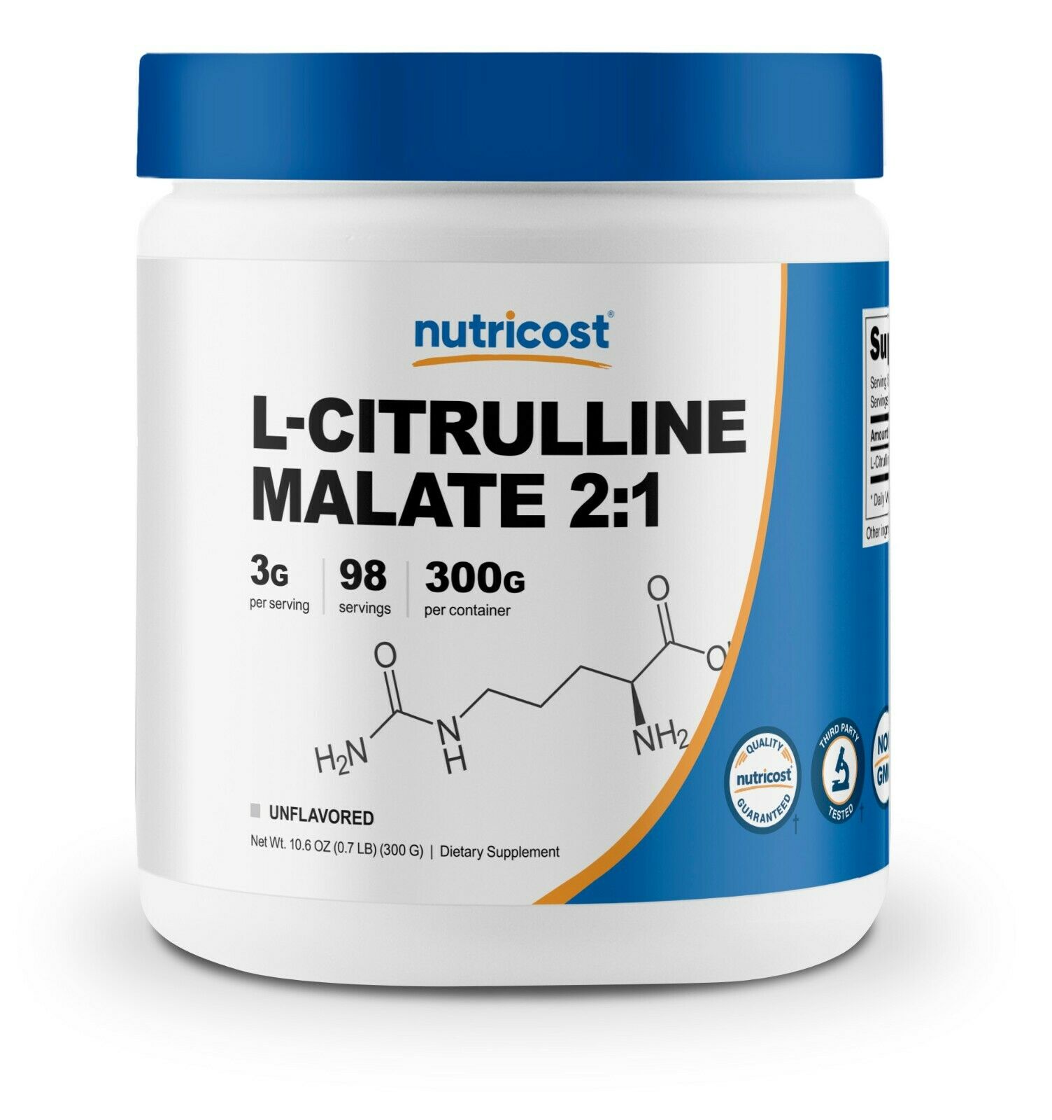 Pure L-citrulline Malate (2:1) By Nutricost - 300 Grams, 100 Serv