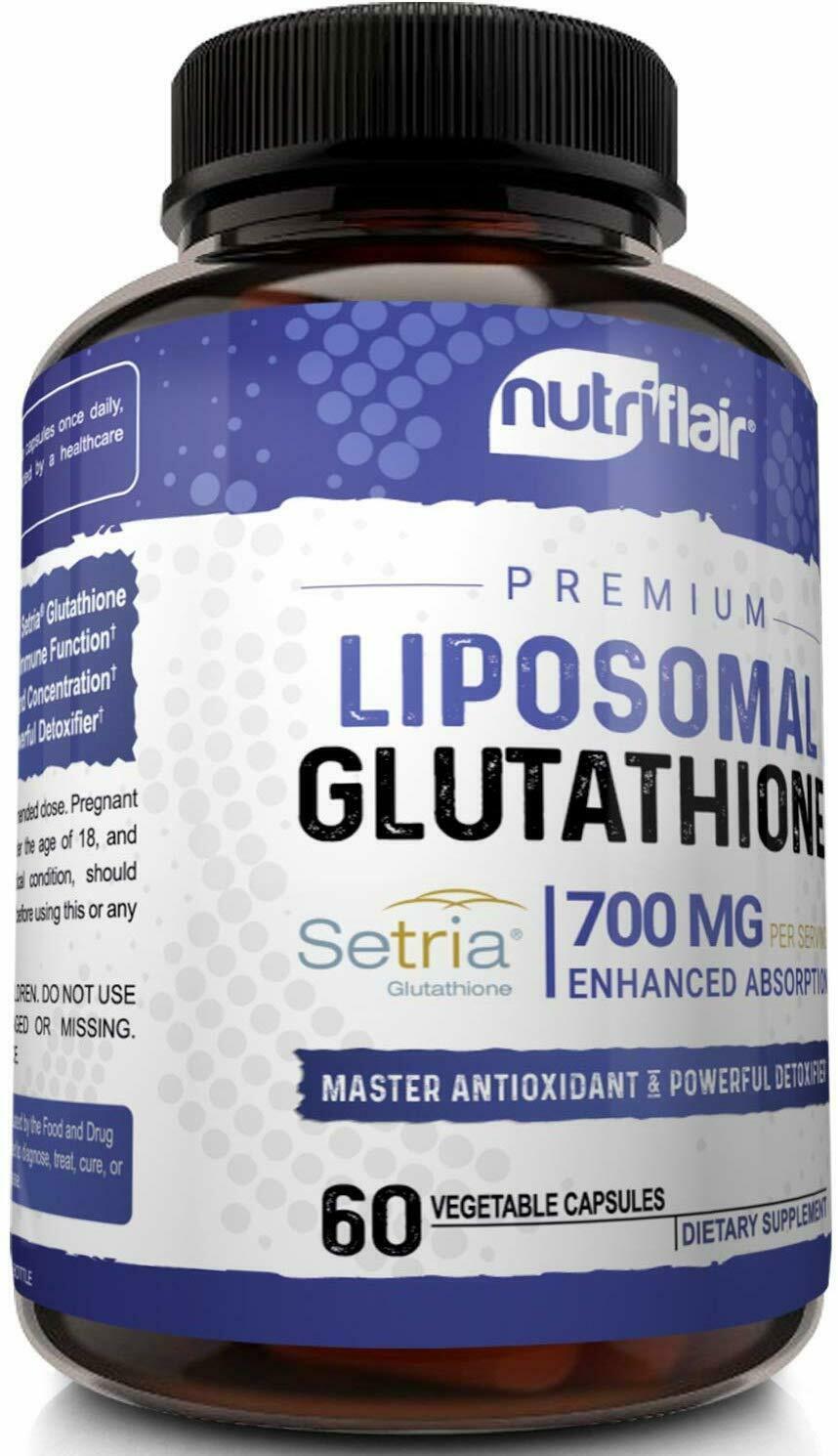 NutriFlair Setria Liposomal Glutathione 700mg - Pure Reduced L-Glutathione Detox