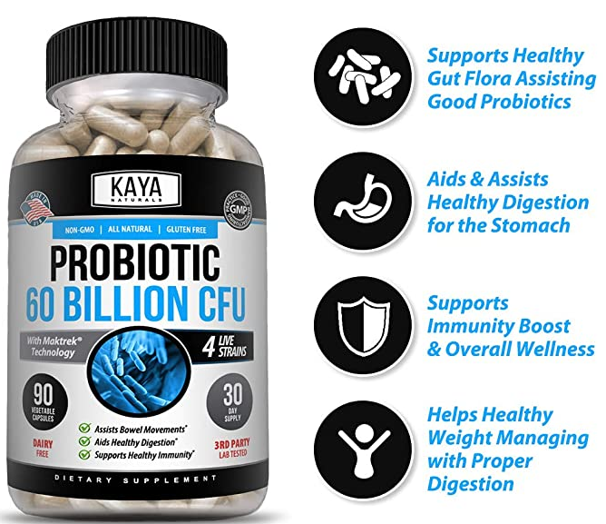 Probiotics 60 Billion CFU Guaranteed Potency Digestive Immune Health 90 Capsules