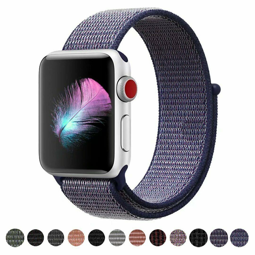 Woven Nylon Band For Apple Watch Sport Loop iWatch Series SE/6/5/4/3/2/1