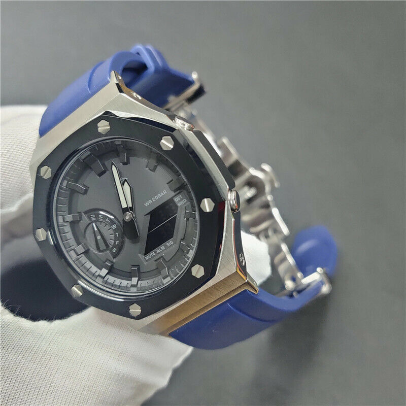 For GA-2100 2110 Watch Strap+Case Adapter Metal 2rd Bezel Rubber Watch Band Tool
